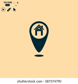 map pointer house vector icon