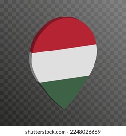Map pointer with Hungary flag. Vector illustration.