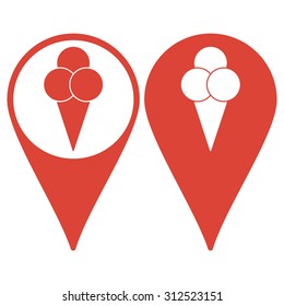 Map pointer. Ice Cream icon. Flat Vector illustration EPS