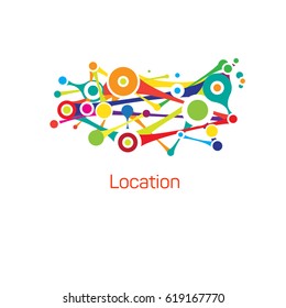 Map and pointer icon. Banner for travel with location.