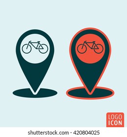 Map Pointer Icon. Bike Rental Symbol. Vector Illustration