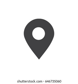 Map pointer icon in black on a white background. Vector illustration