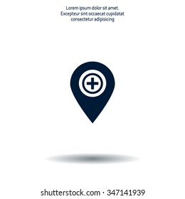 Map Pointer Icon With Cross