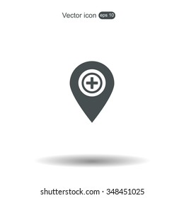 Map Pointer Icon With Cross