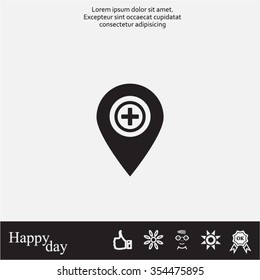 Map Pointer Icon With Cross