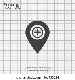 Map Pointer Icon With Cross