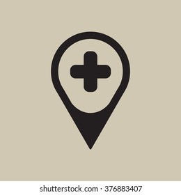 Map Pointer Icon With Cross