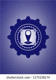 map pointer icon with denim texture