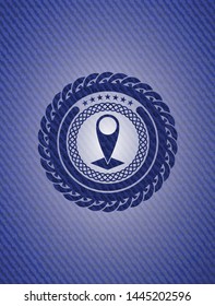 map pointer icon with denim texture