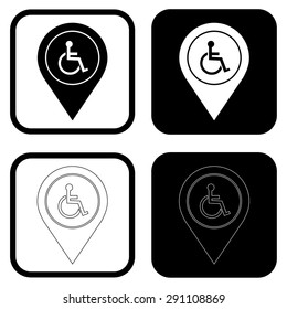 Map pointer icon for disabled and handicap people