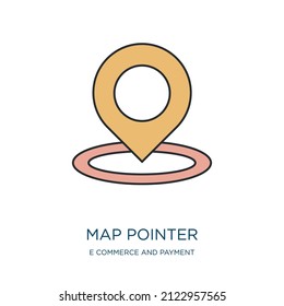 map pointer icon from e commerce and payment collection. Thin outline map pointer, pointer, map detailed offset lineal color icon isolated on white background. Line vector map pointer sign, symbol for