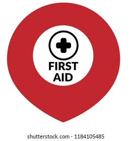 Map Pointer Icon With First Aid Sign
