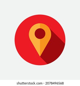 Map pointer icon in flat design style. Location pin, gps marker symbol for websites and mobile navigation apps.