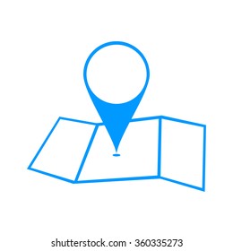 Map with pointer icon. Flat design style