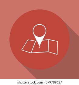 Map with pointer icon. Flat design style