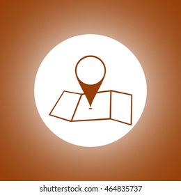 Map with pointer icon. Flat design style