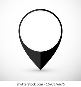 Map pointer icon in flat style with shaddow. Navigator symbol isolated on gray background. Vector illustration.