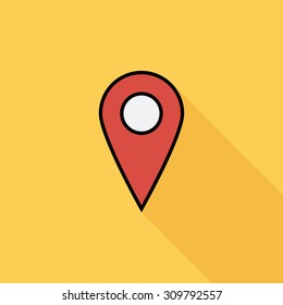 Map pointer icon. Flat vector related icon with long shadow for web and mobile applications. It can be used as - logo, pictogram, icon, infographic element. Vector Illustration.