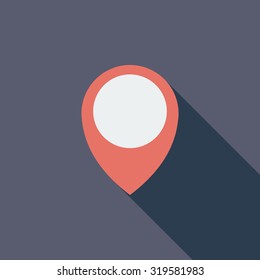 Map pointer icon. Flat vector related icon with long shadow for web and mobile applications. It can be used as - logo, pictogram, icon, infographic element. Vector Illustration.