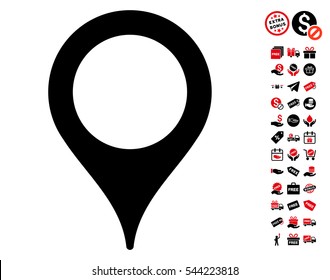 Map Pointer icon with free bonus pictures. Vector illustration style is flat iconic symbols, intensive red and black colors, white background.