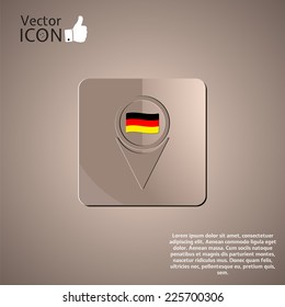 Map pointer icon with Germany flag. Made in vector