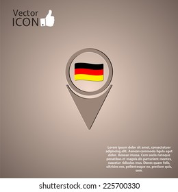 Map pointer icon with Germany flag. Made in vector