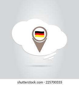 Map pointer icon with Germany flag. Made in vector