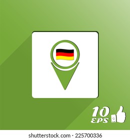 Map pointer icon with Germany flag. Made in vector