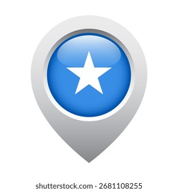 map pointer icon with glossy round flag of Somalia