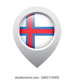 map pointer icon with glossy round flag of Faroe Islands