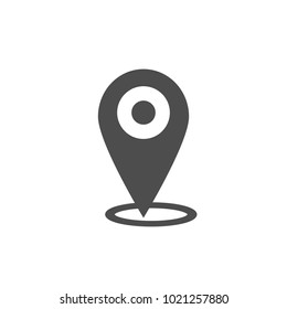 Map pointer icon. GPS location symbol. Flat design. Grey on white background. Vektor illustration.
