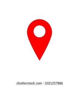 Map pointer icon. GPS location symbol. Flat design. Red on white background. Vektor illustration.
