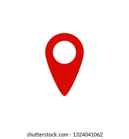 Map pointer icon. GPS location symbol. Flat design. Red on white background. Vektor illustration.