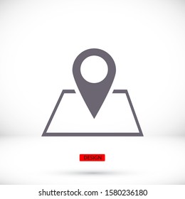 Map pointer icon. GPS location symbol. Flat design style. EPS 10 vector.