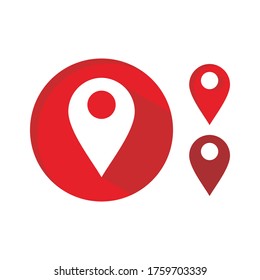 Map Pointer Icon Gps Location Symbol, Red Pin Modern, Realistic, isolated, white background, simple, realistic, vector, logo