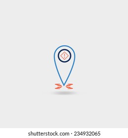 Map pointer icon. GPS location symbol. Flat design style. 