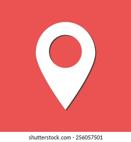 Map pointer icon. GPS location symbol. Flat design style. 