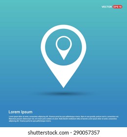 Map pointer icon - GPS location symbol - abstract logo type icon - white icon in map pin point blue background. Vector illustration