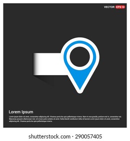 Map pointer icon - GPS location symbol - abstract logo type icon - abstract Blue button on white sticker shadow background. Vector illustration