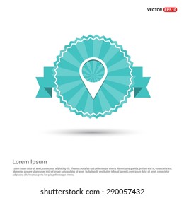 Map pointer icon - GPS location symbol - abstract logo type icon - Retro vintage badge and label turquoise background. Vector illustration