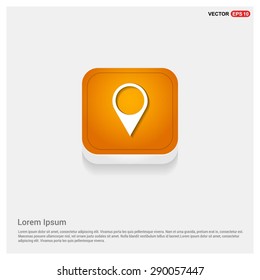 Map pointer icon - GPS location symbol - abstract logo type icon - Orange abstract 3d button with light board and shadow on gray background. Vector illustration
