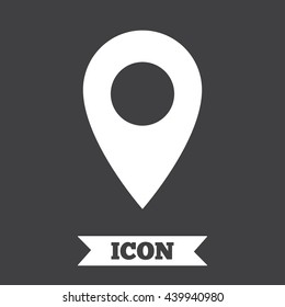 Map pointer icon. GPS location symbol. Graphic design element. Flat map pointer symbol on dark background. Vector
