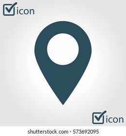 Map pointer icon. GPS location sign. Flat design style. 