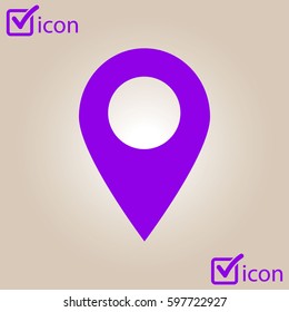 Map pointer icon. GPS location sign. Flat design style. 