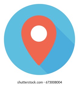 Map pointer icon. GPS location symbol in flat design. Map pin icon