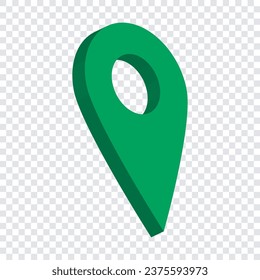 map pointer with icon green transparant background vector, 3d place icon element