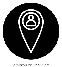map pointer icon with human search