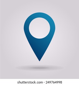 Map pointer icon. The illustration on gray background.
