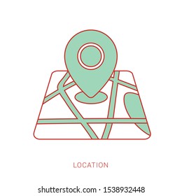 Map pointer icon. illustration of world map pointer vector icon for web.