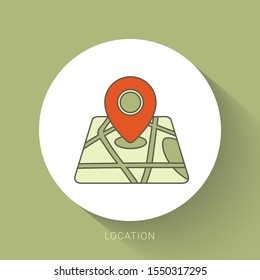 Map pointer icon. illustration of world map pointer vector icon for web.